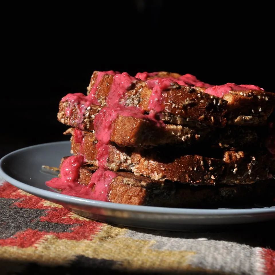 Chia Seed, Coconut, and Raspberry French Toast Sticks