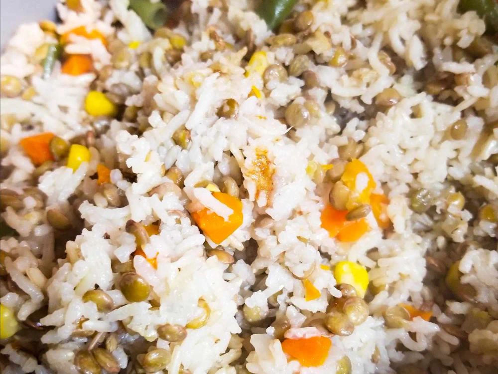 Rice and Lentils from a Rice Cooker