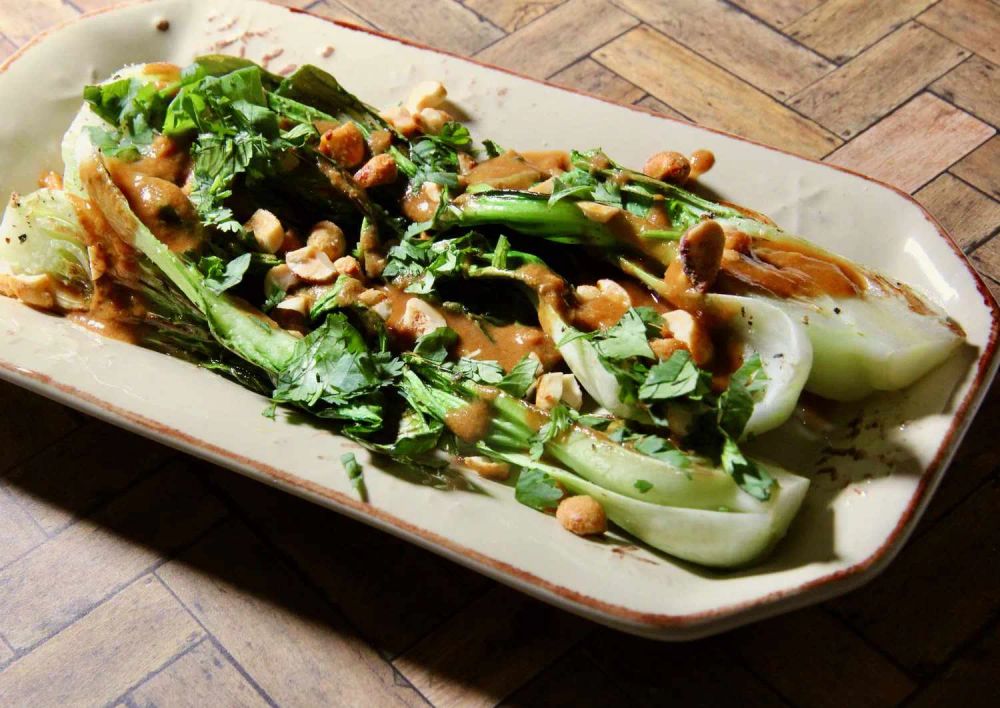 Baby Bok Choy with Thai Peanut Sauce