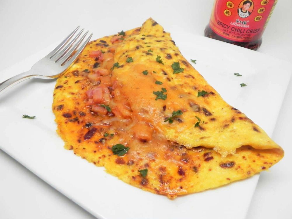 Chili Crisp Ham and Cheese Omelet