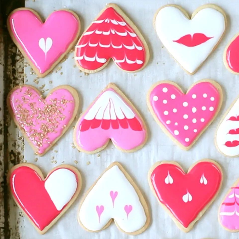 Heart Cookies Decorated with Royal Icing