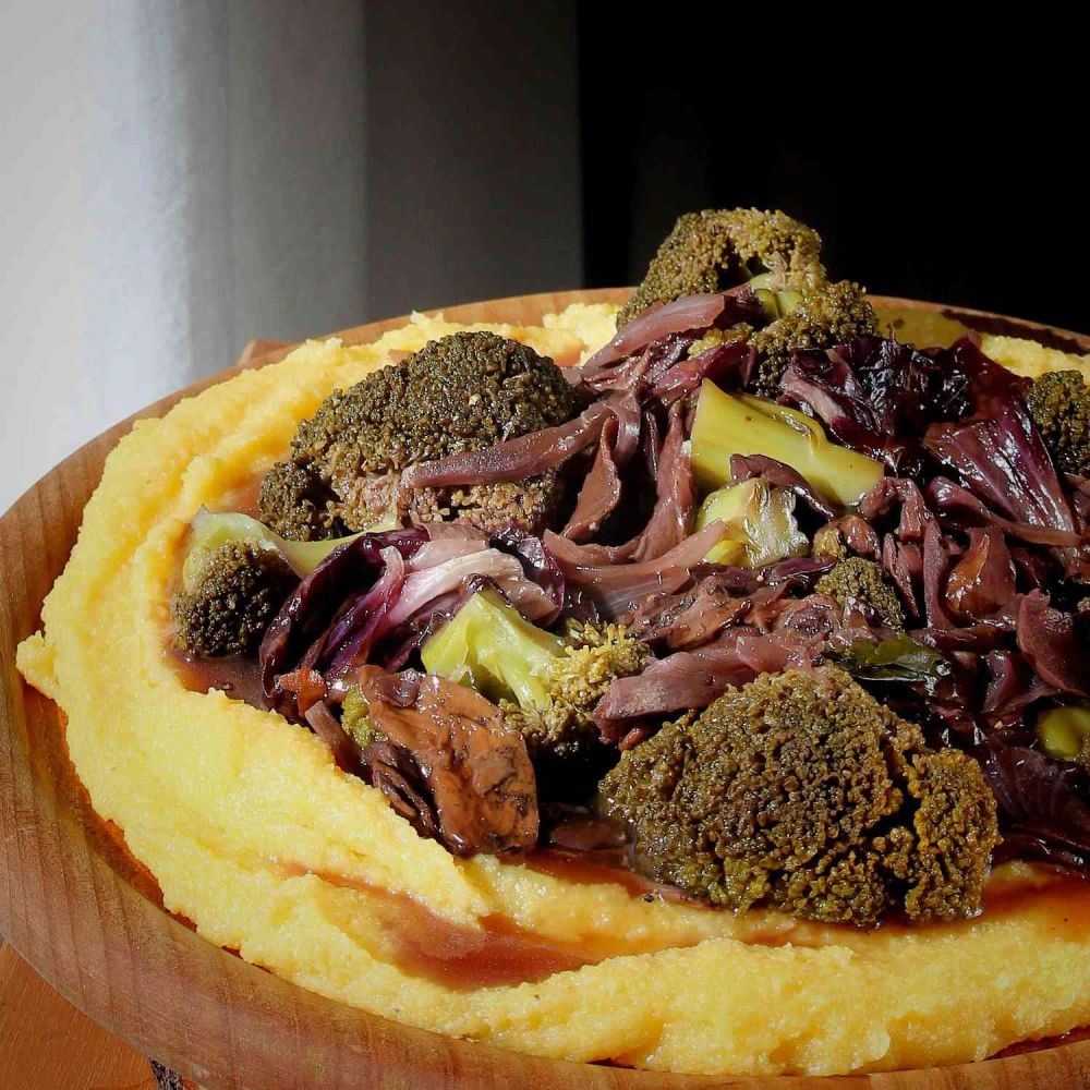 Braised Broccoli and Porcini with Polenta