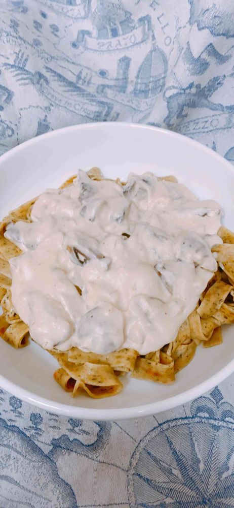 Mushroom Stroganoff with Creamy Miso Pasta