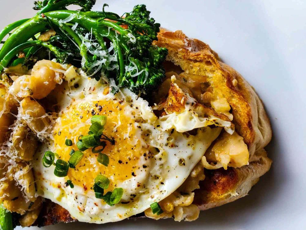 White Bean and Broccolini Brunch Toasts