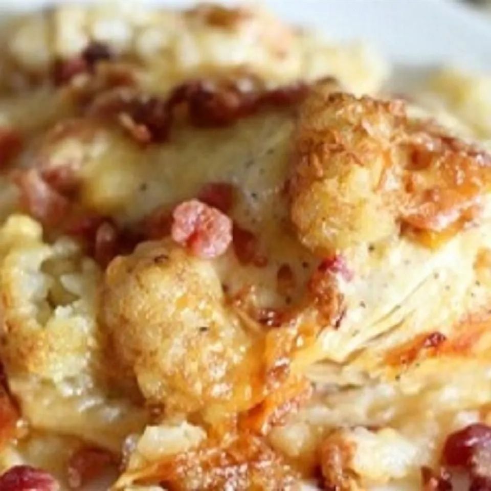 Slow Cooker Chicken Casserole with Bacon, Tater Tots, and Cheese