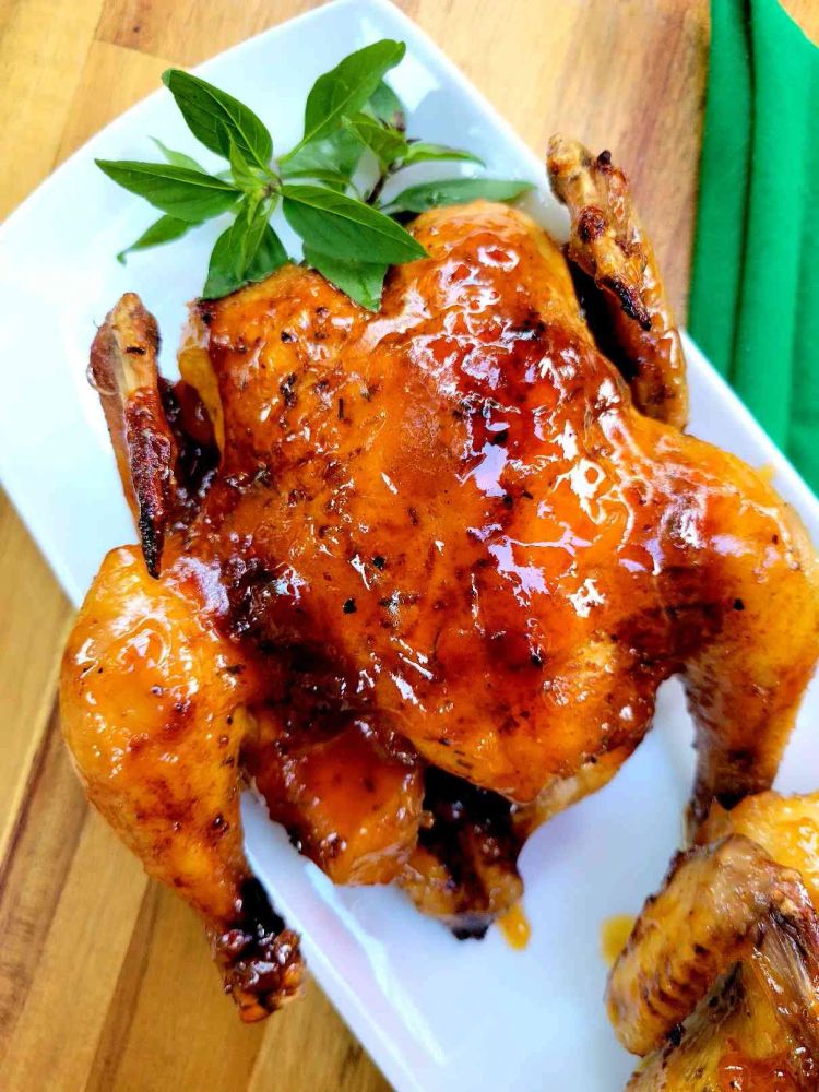 Apricot-Glazed Cornish Hens