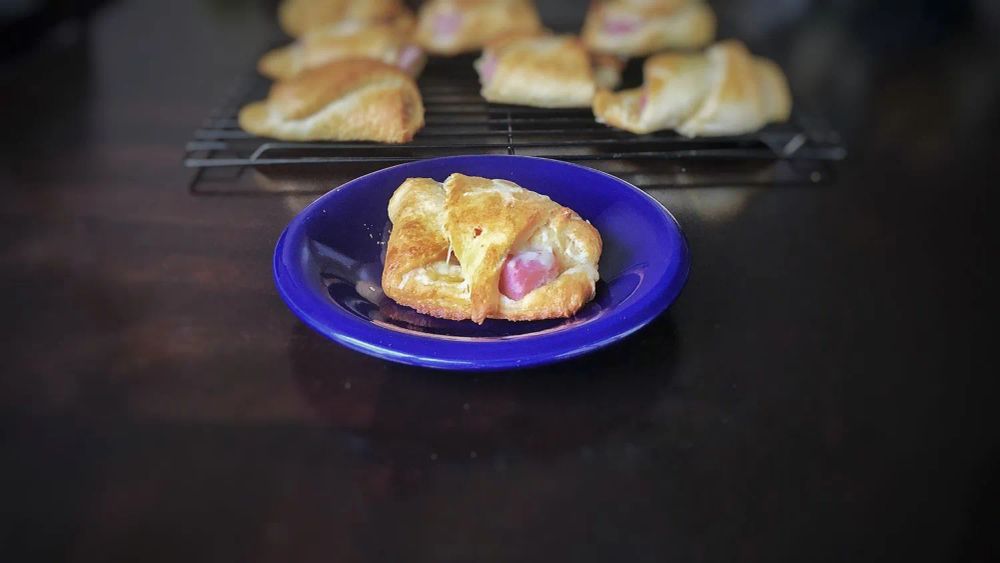 Breakfast Croissants Stuffed with Ham and Gruyere