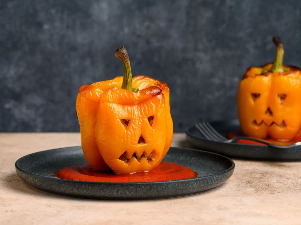 Jack-o'-Lantern Stuffed Peppers