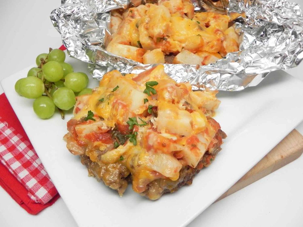 Grilled Taco Burger and Potato Foil Packets