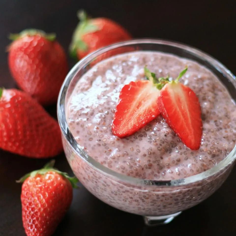 Almond Strawberry Chia Seed Pudding