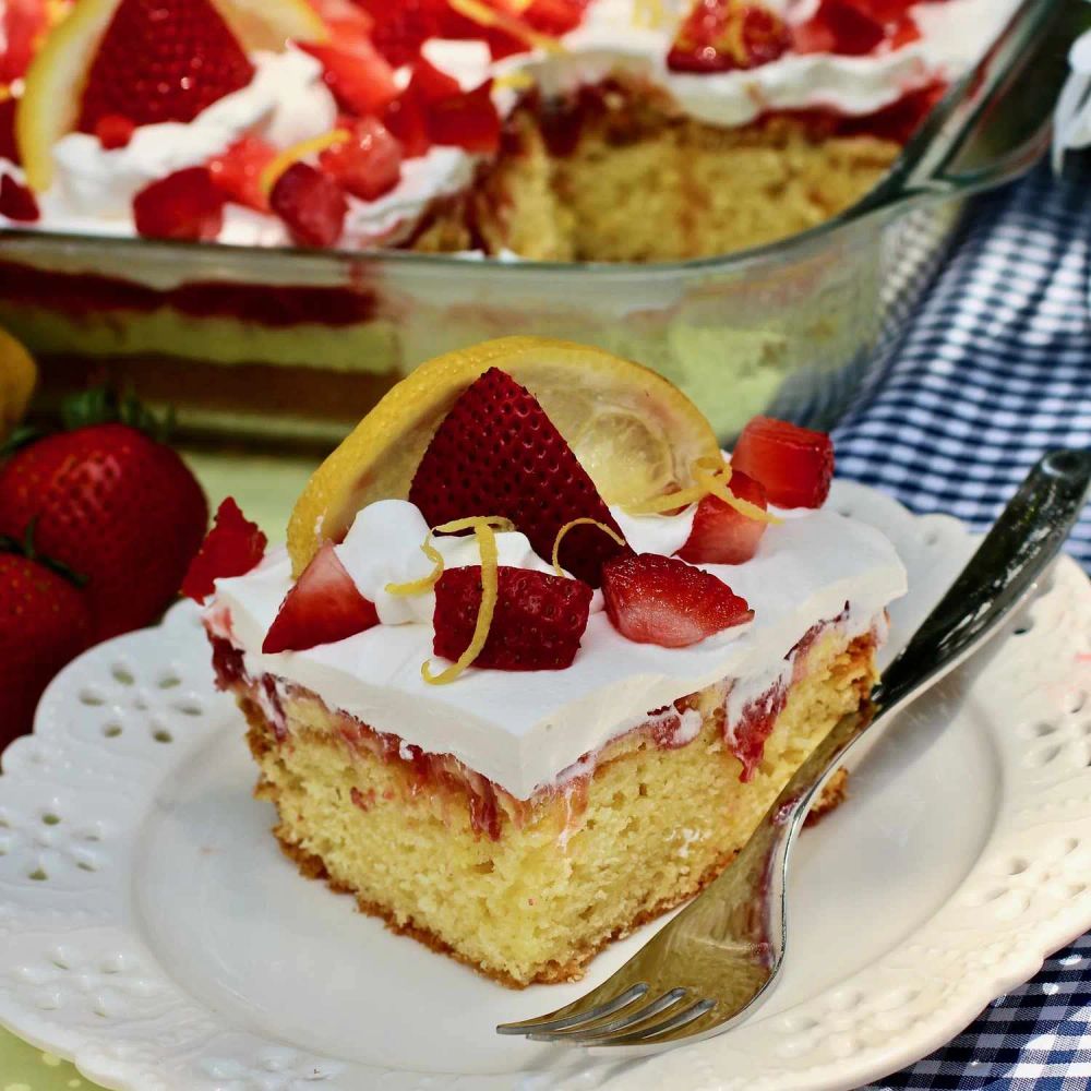 Strawberry-Lemon Poke Cake