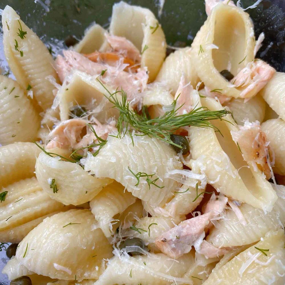 Lemony Dill Salmon Pasta Salad