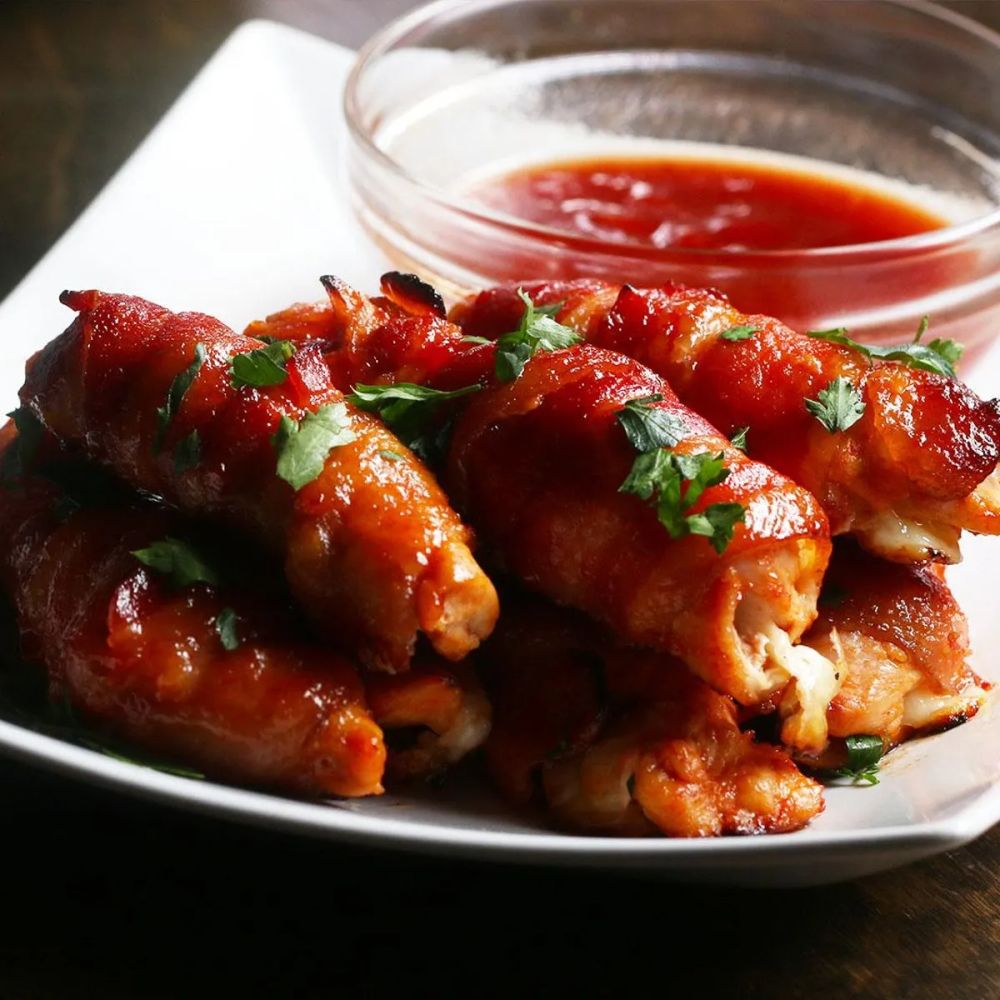 Bacon Chicken-Wrapped Mozzarella Sticks