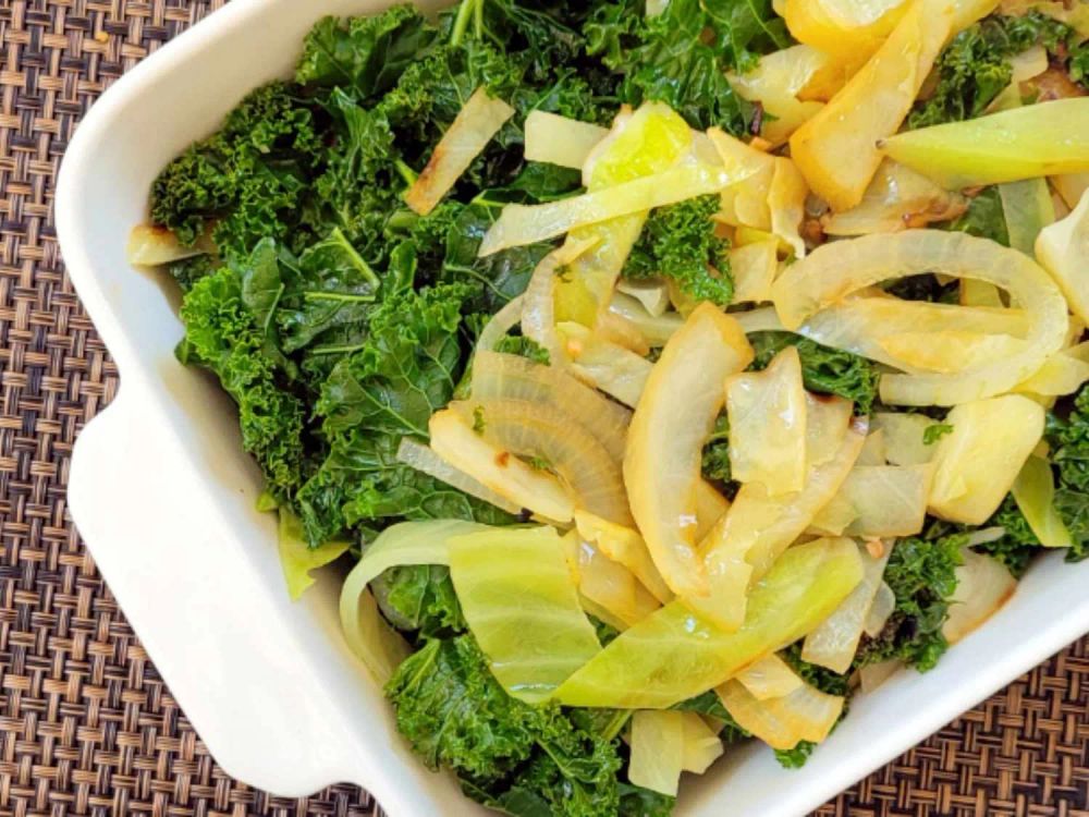 Easy Cabbage, Onion, and Kale Stir-Fry