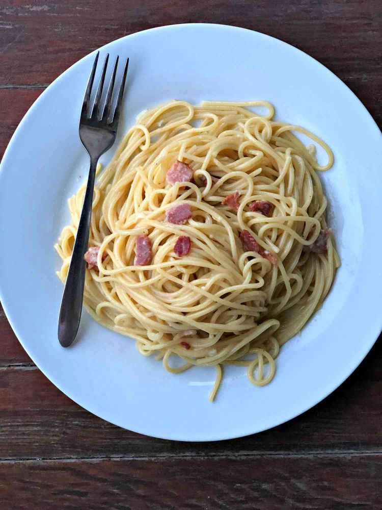 Maple Syrup-Glazed Bacon Breakfast Carbonara