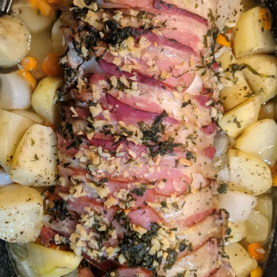 Herb, Garlic and Bacon Pork Loin