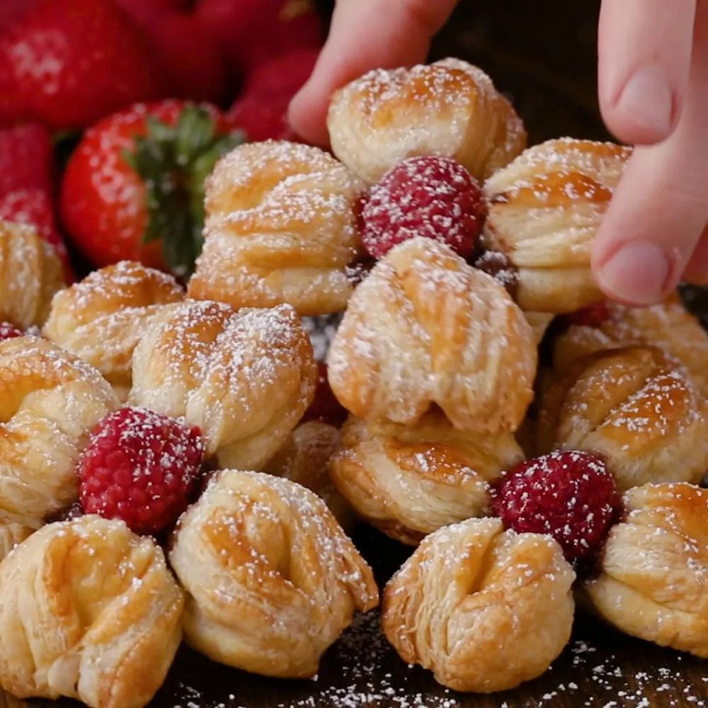 Raspberry Puff Pastry Flower