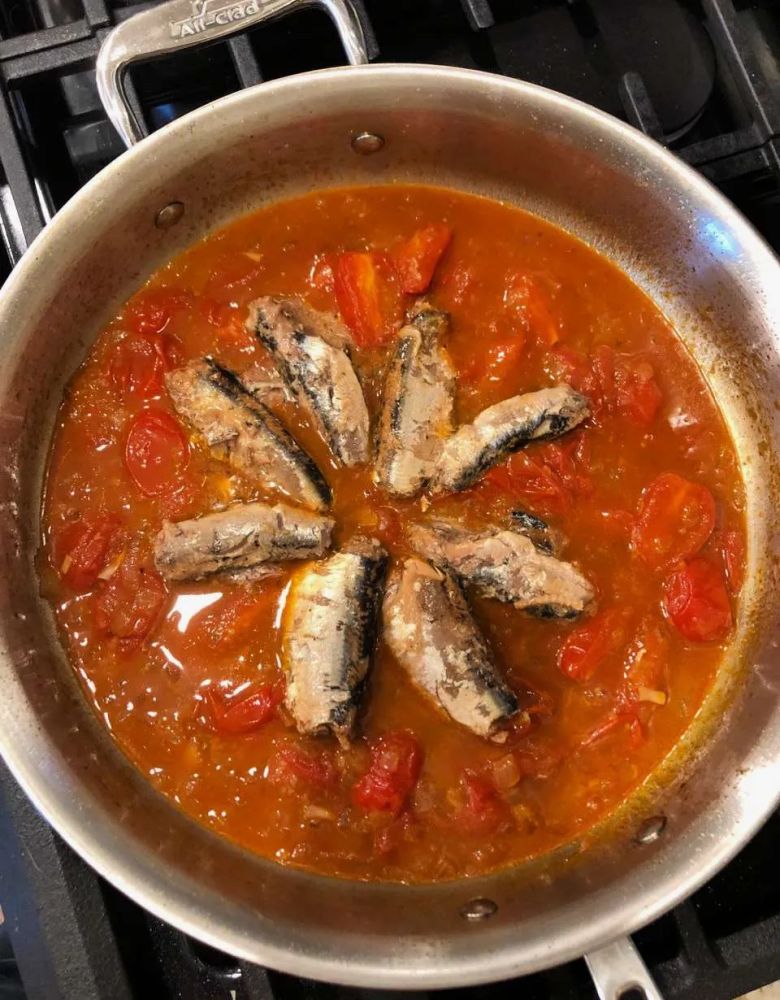 Pop's Tomato-Braised Sardines