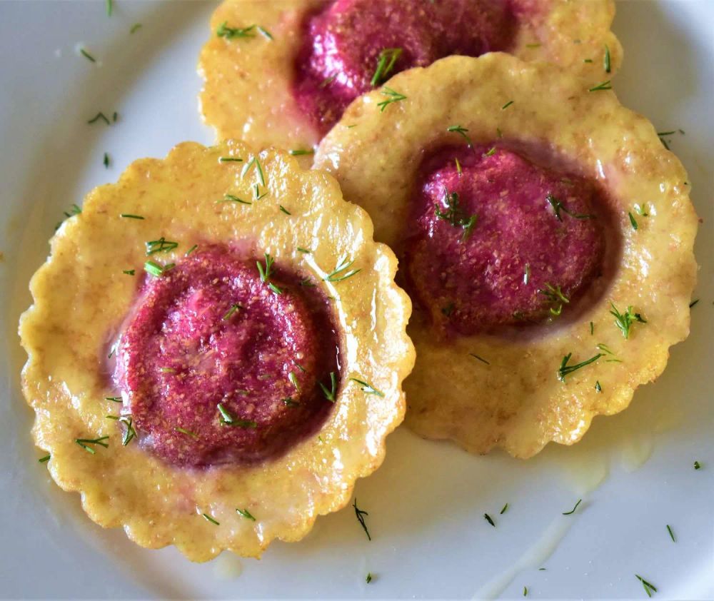 Beet and Goat Cheese Ravioli