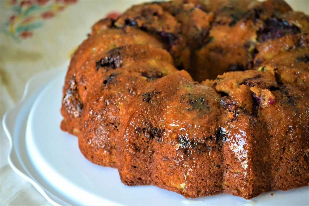 Fat-Free Lemon Blueberry Zucchini Cake