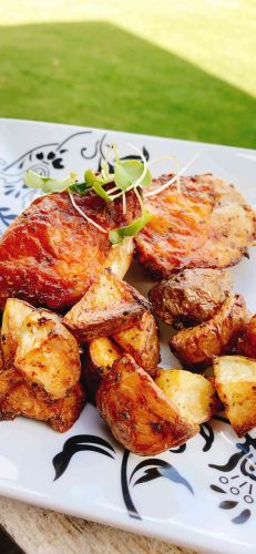 Air Fryer Chicken Thighs and Potatoes