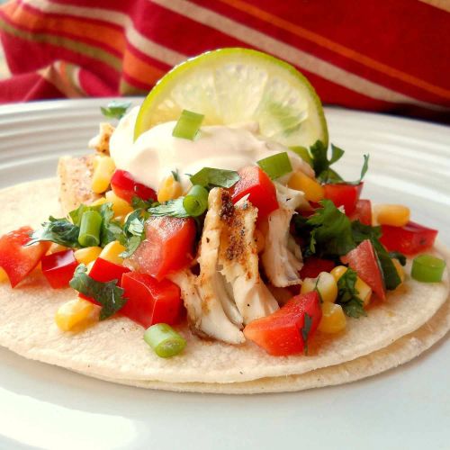 Fiery Fish Tacos with Crunchy Corn Salsa