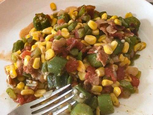 Okra, Corn and Tomatoes