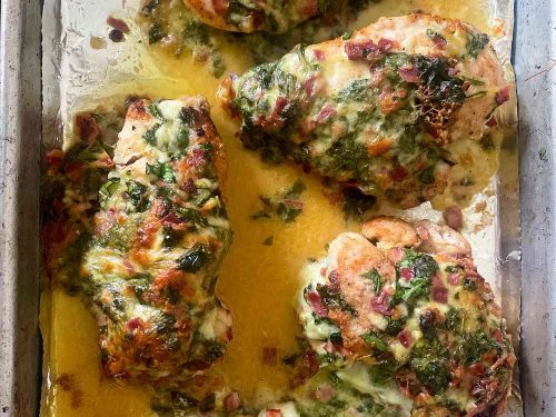 Chicken Breast Stuffed with Spinach Blue Cheese and Bacon