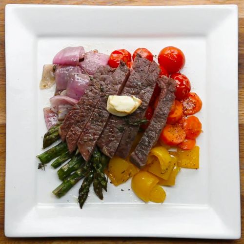 Sheet Pan Steak And Rainbow Veggies