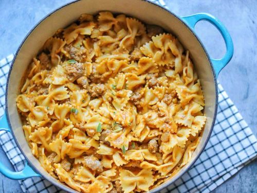 Pasta with Sausage and Pumpkin Cream Sauce