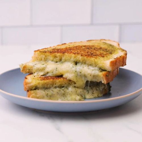 Garlic And Dill Pesto Grilled Cheese