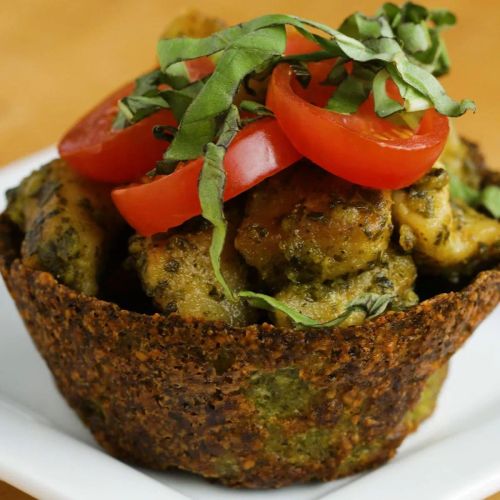 Pesto Chicken Low-carb Broccoli Parmesan Cups