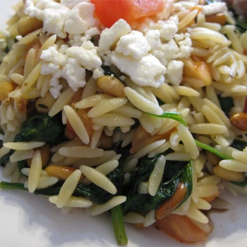 Elegant Orzo with Wilted Spinach and Pine Nuts