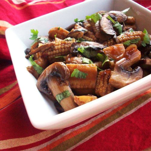 Stir-Fried Mushrooms with Baby Corn