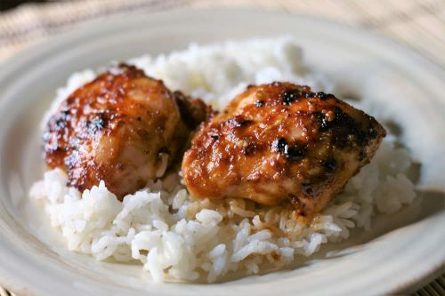 Spicy Roasted Chicken Thighs with Miso and Ginger