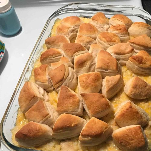 Chicken, Rice, and Biscuit Casserole