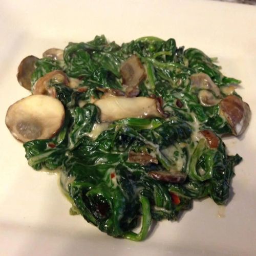 Creamed Spinach and Mushrooms for One