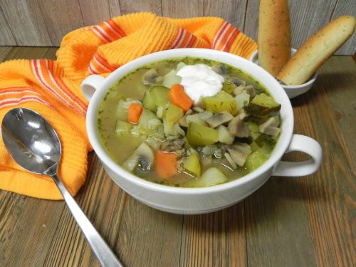 Vegetarian Rassolnik (Russian Barley and Pickle Soup)