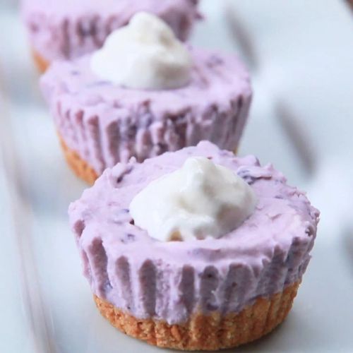 Mini No-Bake Ube Cheesecakes