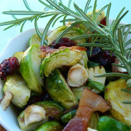 Warm Brussels Sprout Salad with Hazelnuts and Cranberries