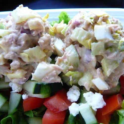 Tuna Salad with Eggs and Pickles