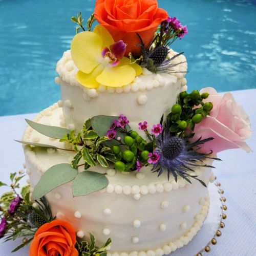 White Almond Wedding Cake