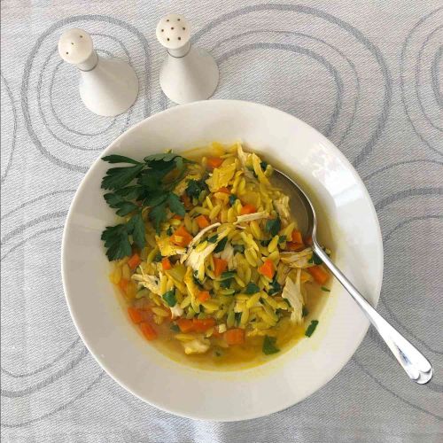 Chicken Soup with Orzo and Turmeric