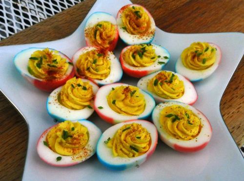 Red, White and Blue Deviled Eggs