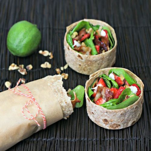 Strawberry Spinach Salad Breakfast Wrap