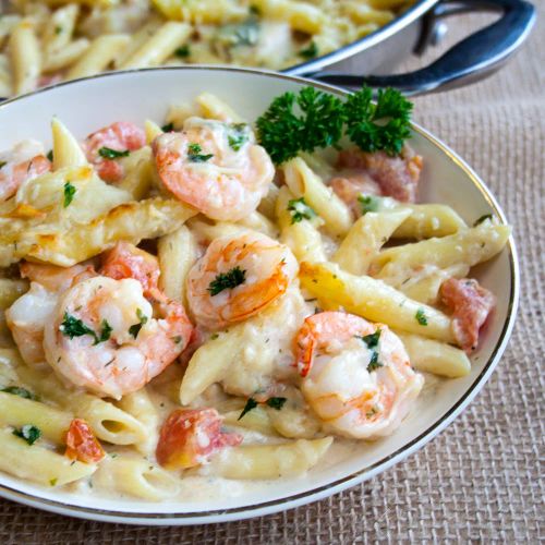 Garlic Shrimp Pasta Bake