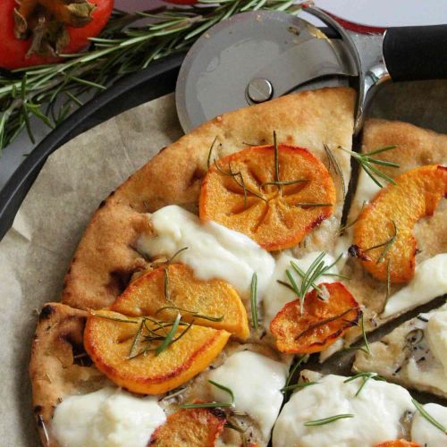 Roasted Persimmon-Burrata Focaccia