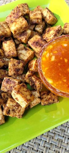 Easy Spicy Tofu with Apricot-Ginger Dipping Sauce