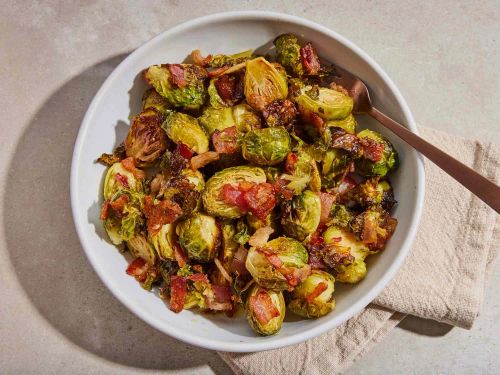 Maple Roasted Brussels Sprouts with Bacon