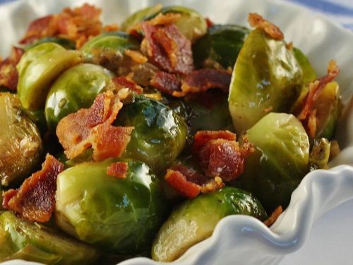 Braised Brussels Sprouts with Bacon